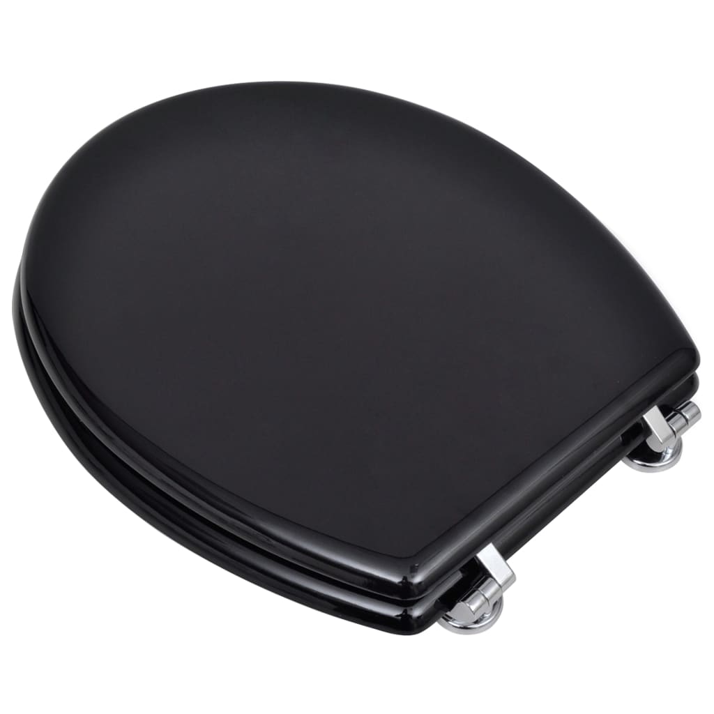 vidaXL Toilet Seats with Lids 2 pcs MDF Black