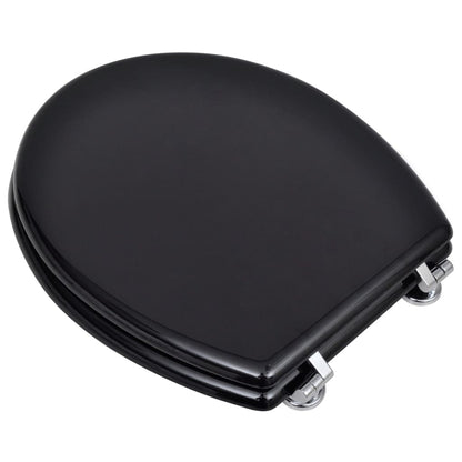 vidaXL Toilet Seats with Lids 2 pcs MDF Black