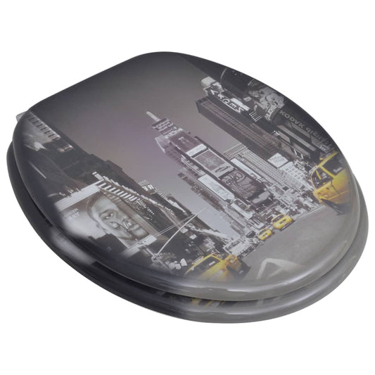 vidaXL Toilet Seats with Lids 2 pcs MDF New York