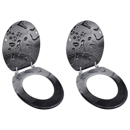 vidaXL Toilet Seats with Lids 2 pcs MDF Water