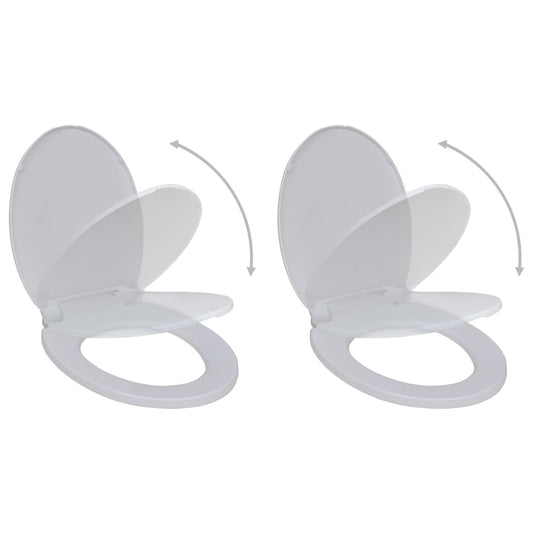 vidaXL Toilet Seats with Soft Close Lids 2 pcs Plastic White