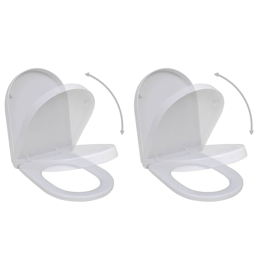 vidaXL Toilet Seats with Soft Close Lids 2 pcs Plastic White