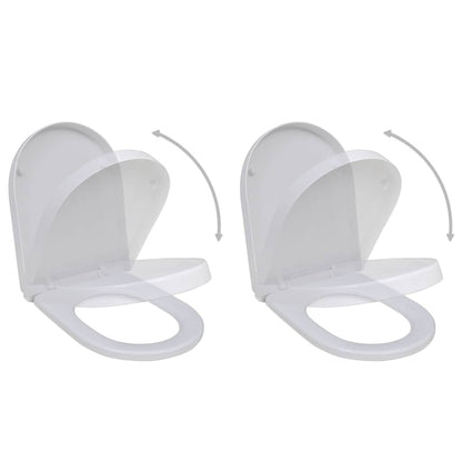 vidaXL Toilet Seats with Soft Close Lids 2 pcs Plastic White