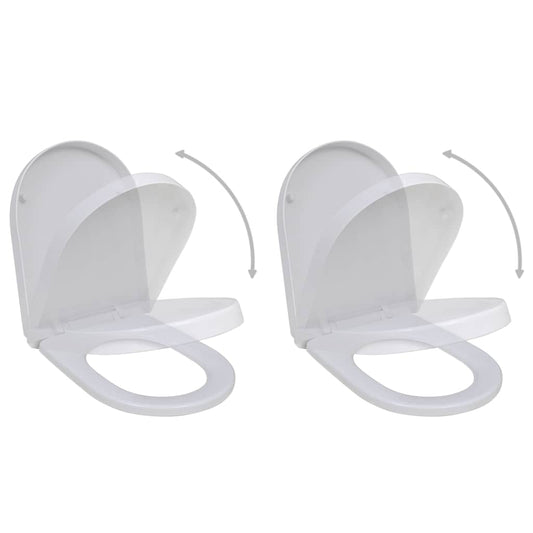 vidaXL Toilet Seats with Soft Close Lids 2 pcs Plastic White