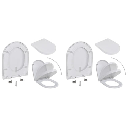 vidaXL Toilet Seats with Soft Close Lids 2 pcs Plastic White
