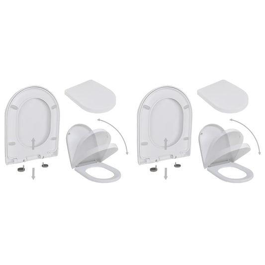 vidaXL Toilet Seats with Soft Close Lids 2 pcs Plastic White