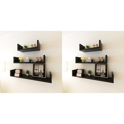 vidaXL Wall Shelves 6 pcs Black