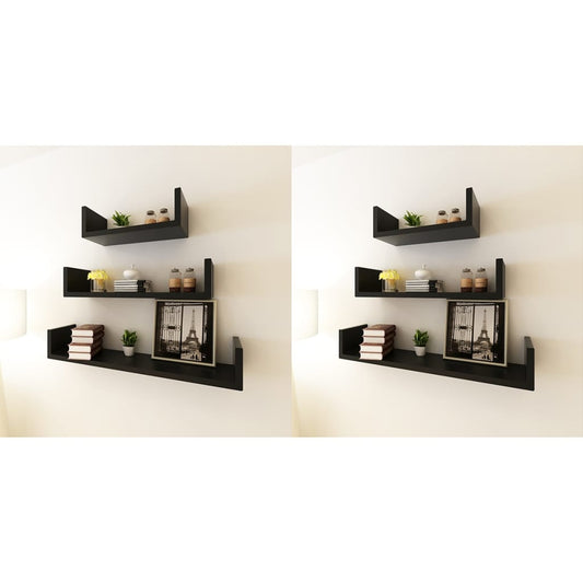 vidaXL Wall Shelves 6 pcs Black