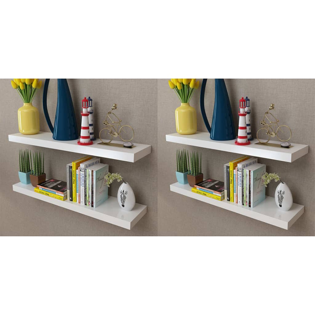 vidaXL Wall Shelves 4 pcs White 80 cm