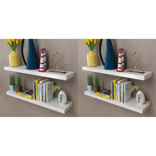 vidaXL Wall Shelves 4 pcs White 80 cm