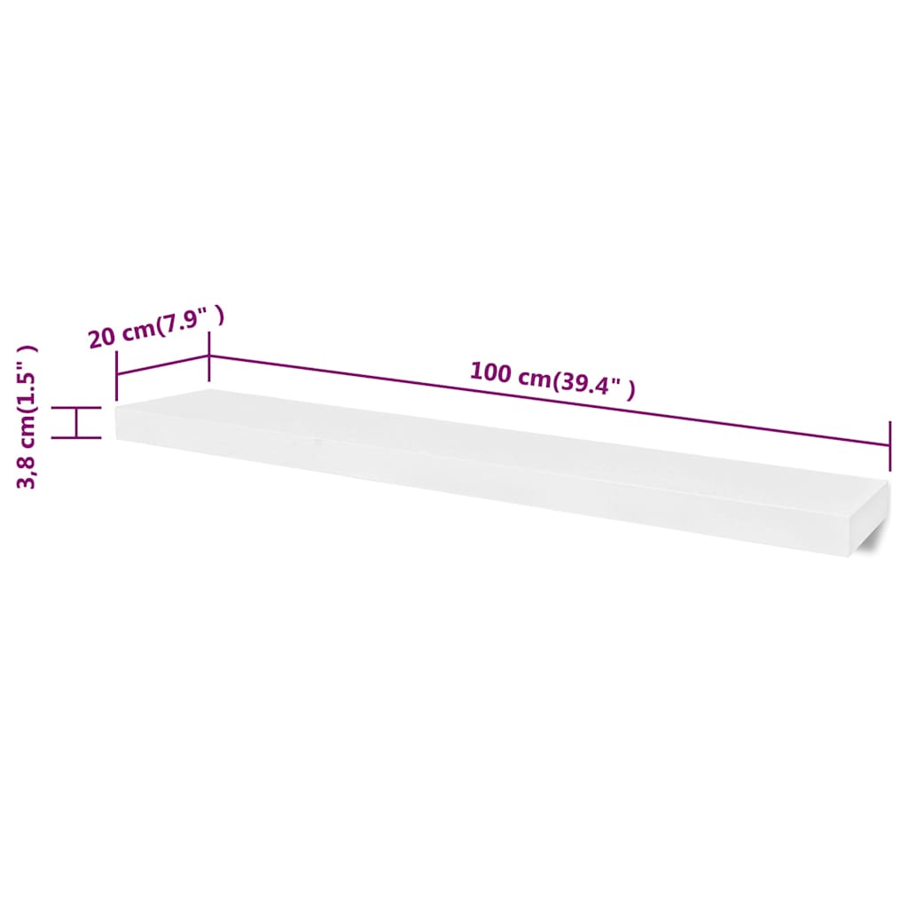 vidaXL Wall Shelves 4 pcs White 100 cm