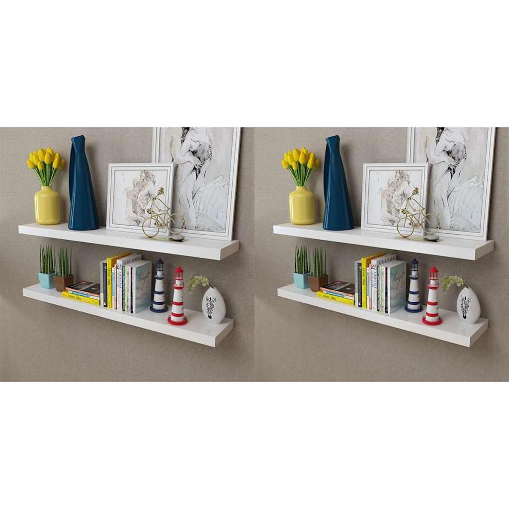 vidaXL Wall Shelves 4 pcs White 100 cm