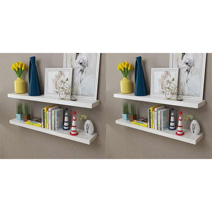 vidaXL Wall Shelves 4 pcs White 100 cm