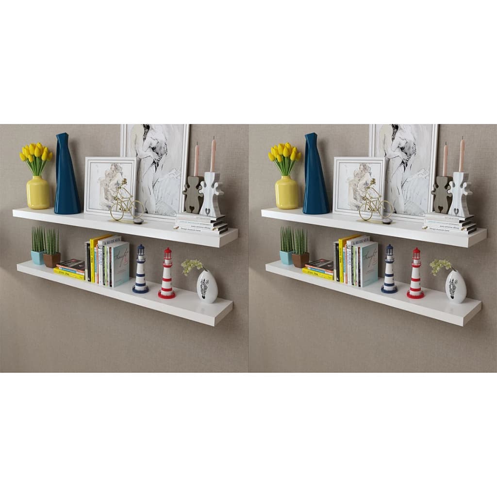vidaXL Wall Shelves 4 pcs White 120 cm