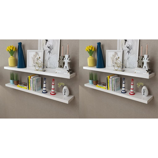 vidaXL Wall Shelves 4 pcs White 120 cm