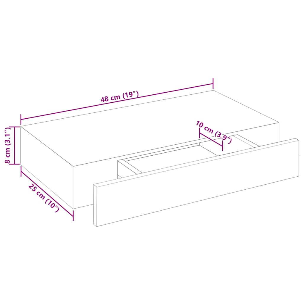 vidaXL Wall Mounted Shelf | Set of 2 | White | MDF with a matte finish