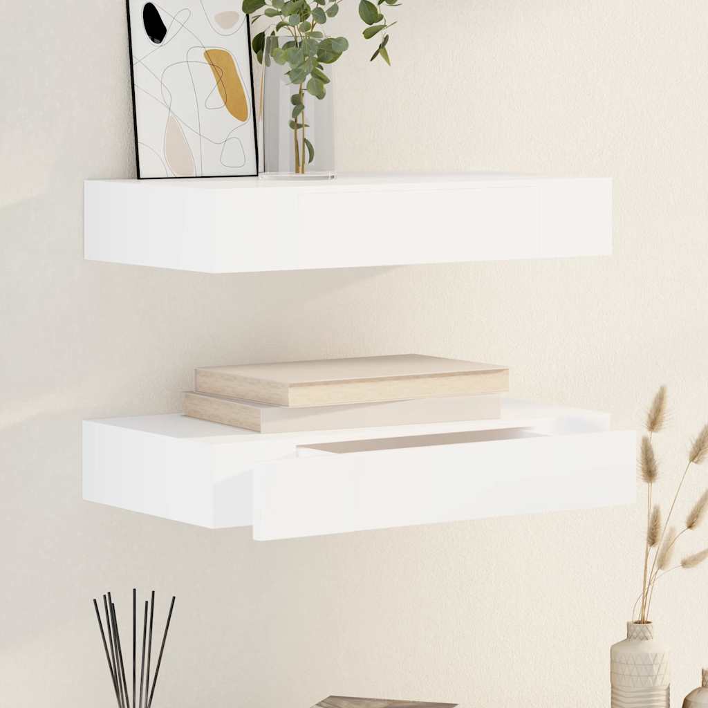 vidaXL Wall Mounted Shelf | Set of 2 | White | MDF with a matte finish