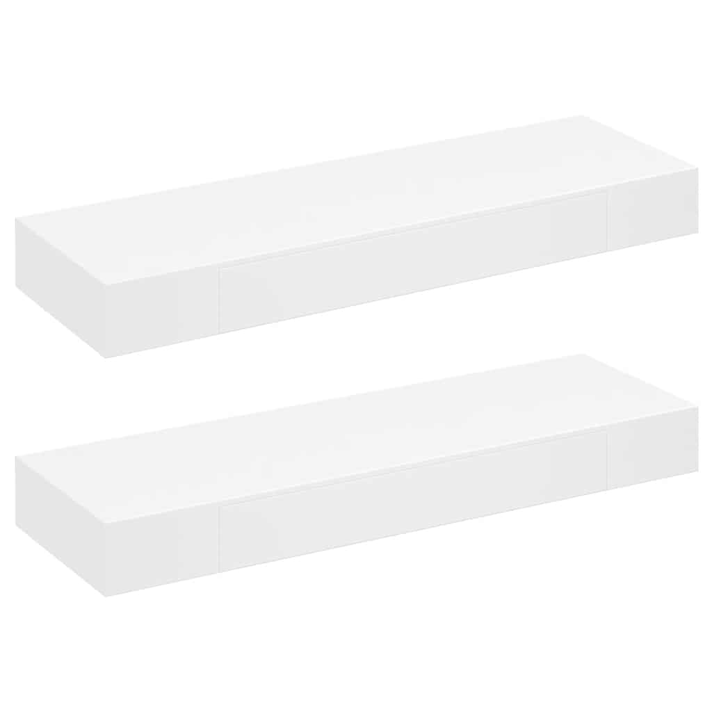 vidaXL Floating Wall Shelves with Drawers 2 pcs White 80 cm