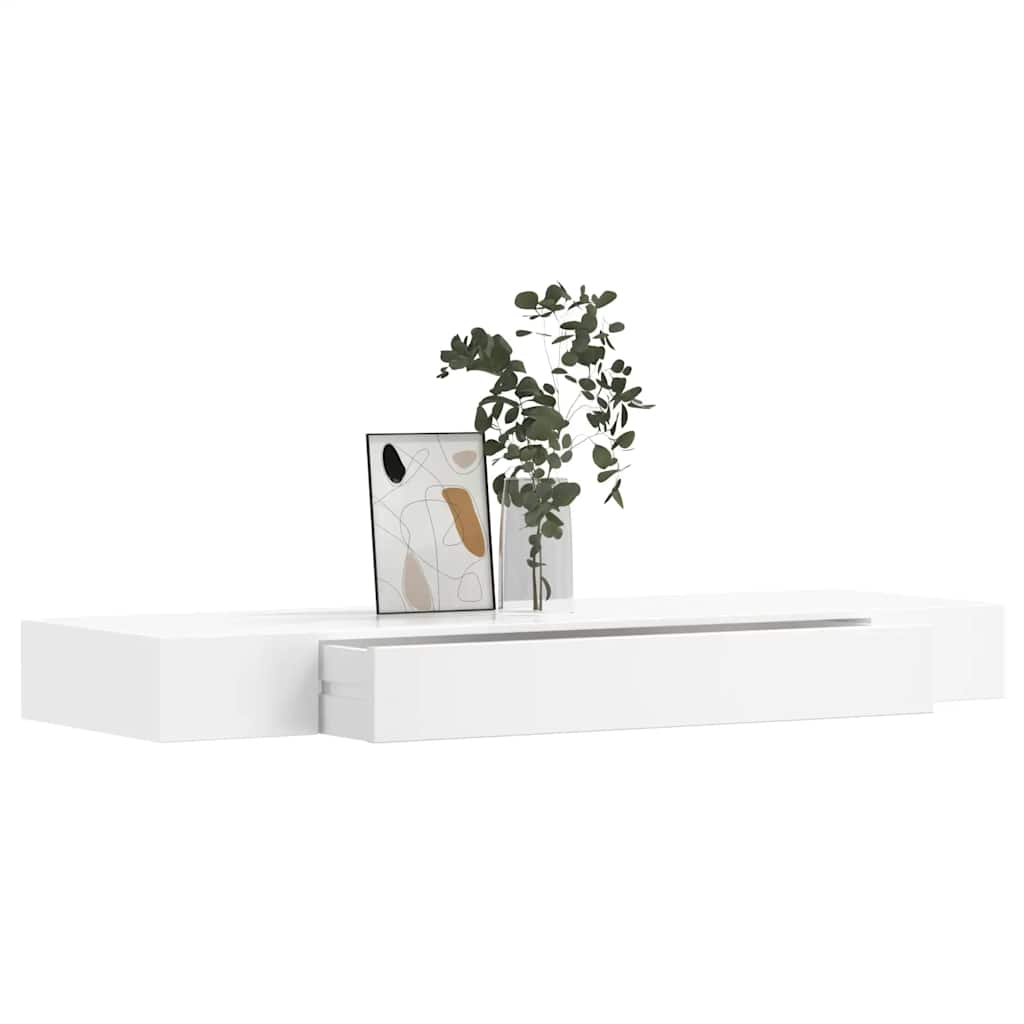 vidaXL Floating Wall Shelves with Drawers 2 pcs White 80 cm