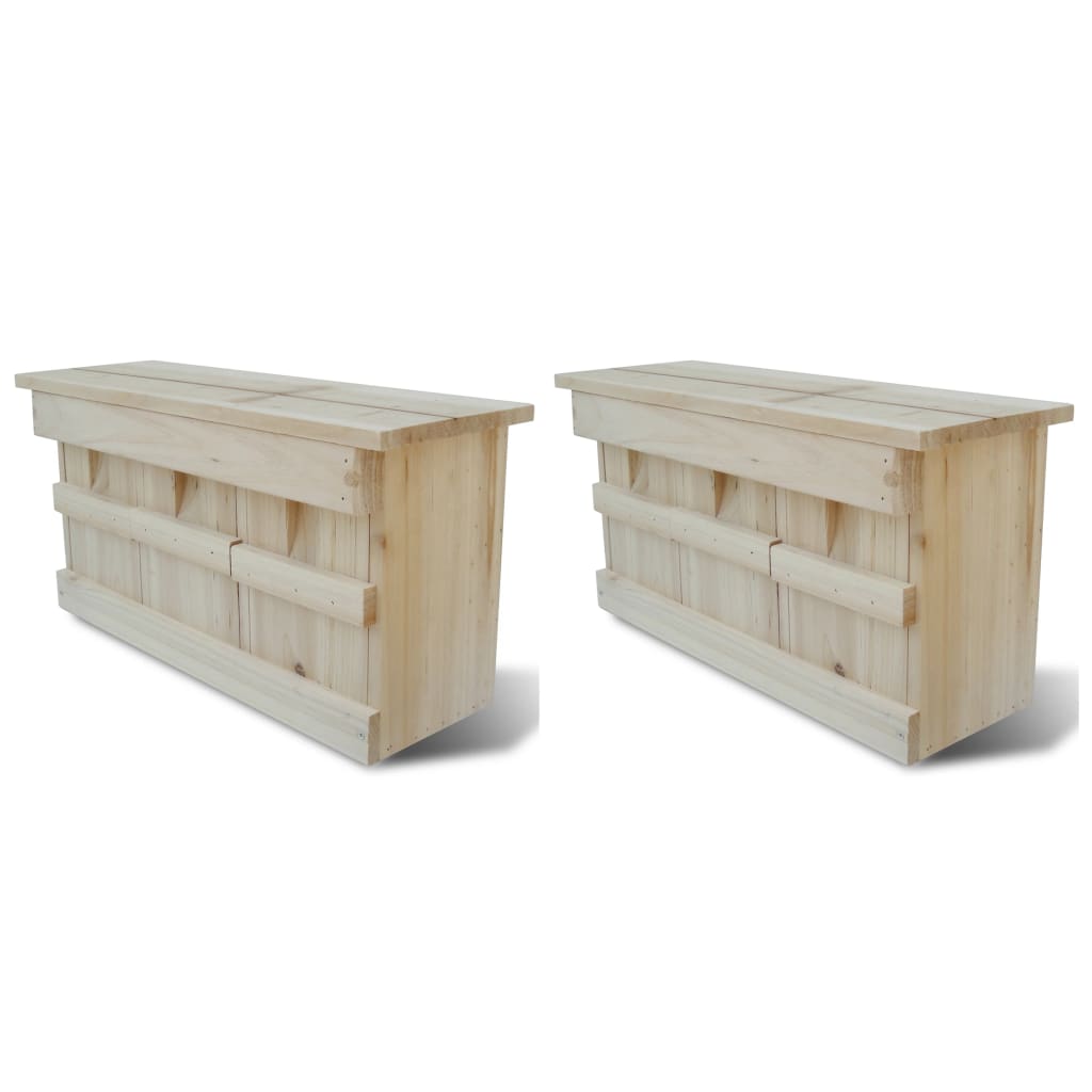 vidaXL Nest Box | Set of 2 | Natural wood | Solid wood | 44x15.5x21.5 cm