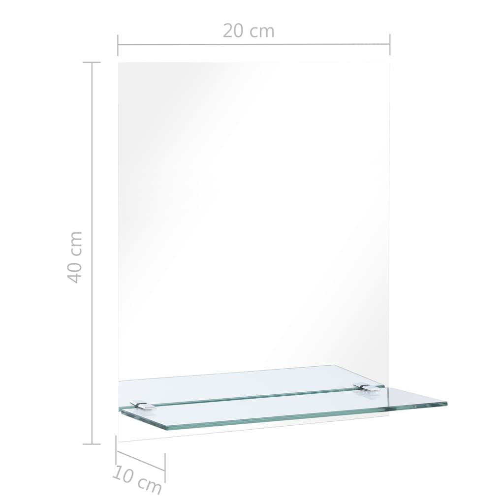 vidaXL Wall Mirror with Shelf 20x40 cm Tempered Glass