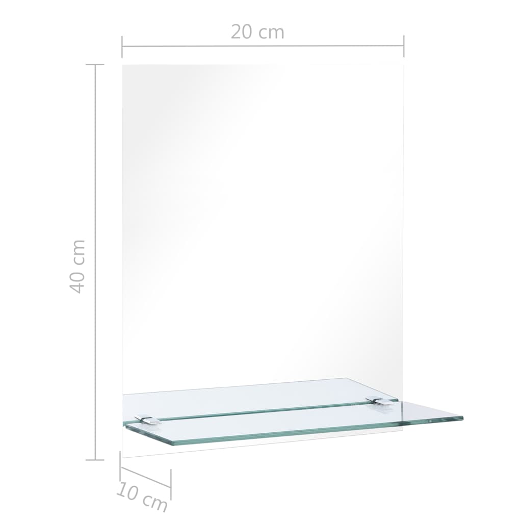 249433 vidaXL Wall Mirror with Shelf 20x40 cm Tempered Glass