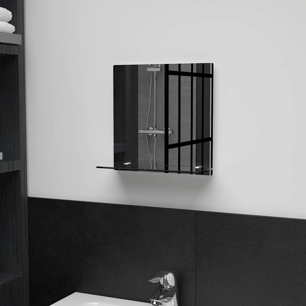249434 vidaXL Wall Mirror with Shelf 30x30 cm Tempered Glass