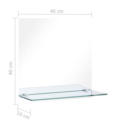 vidaXL Wall Mirror with Shelf 40x40 cm Tempered Glass