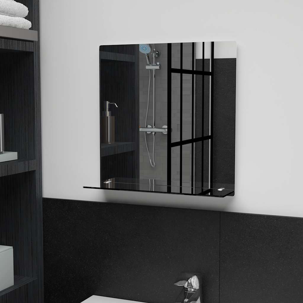 249436 vidaXL Wall Mirror with Shelf 40x40 cm Tempered Glass