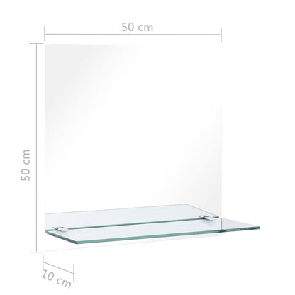 249437 vidaXL Wall Mirror with Shelf 50x50 cm Tempered Glass