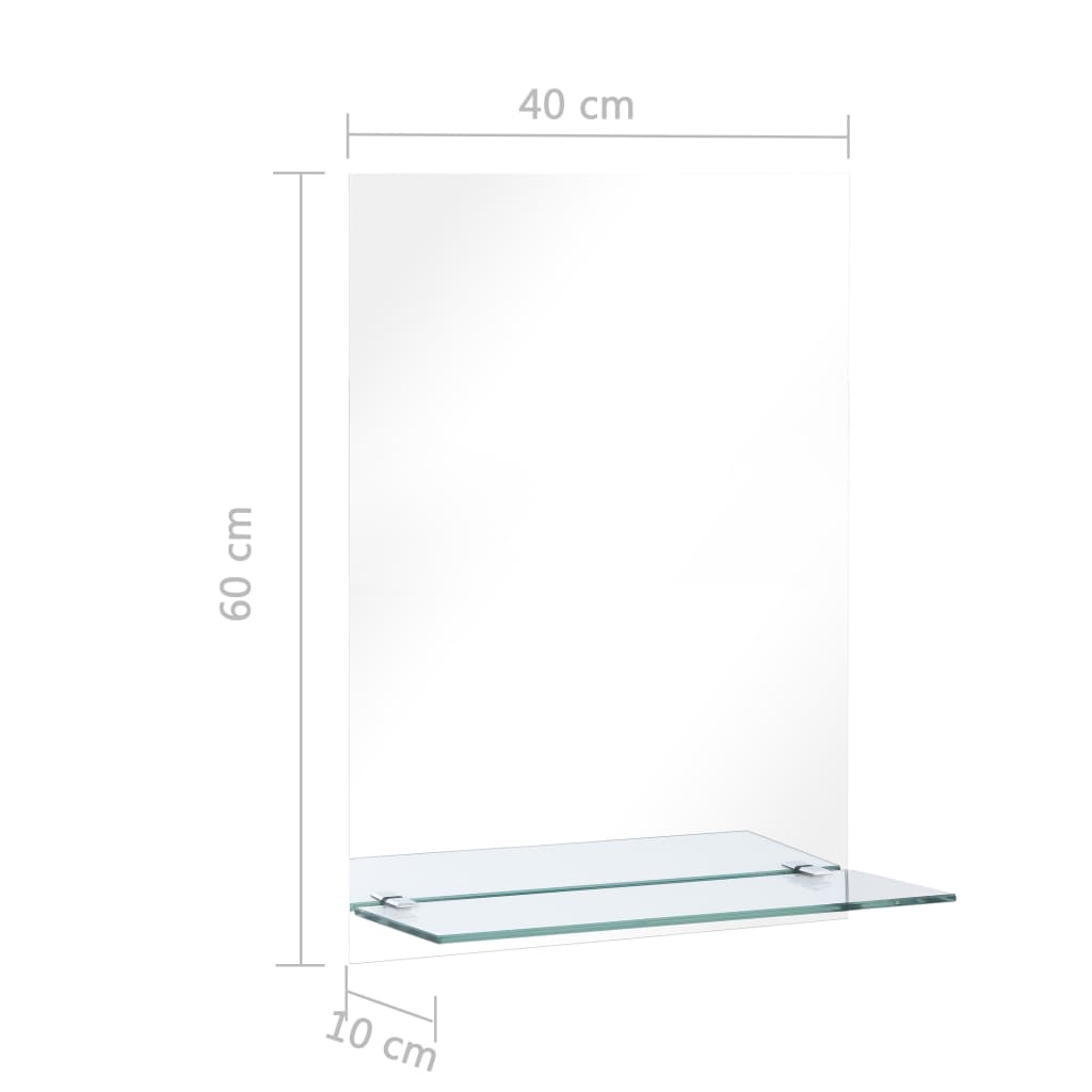 vidaXL Wall Mirror | Transparent | Tempered Glass | 40x60 cm | Wall mounting