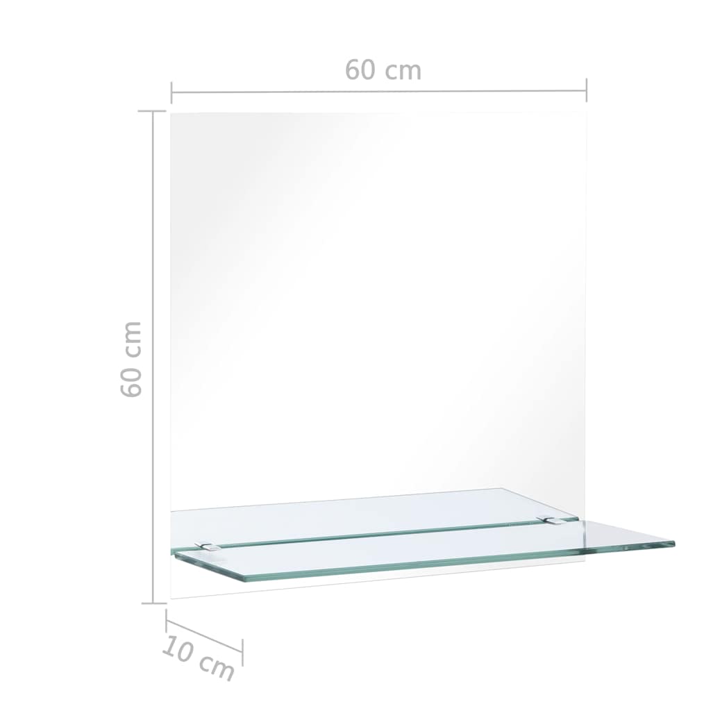 vidaXL Wall Mirror | Transparent | Tempered Glass | 60x60 cm | Decorative Inlays