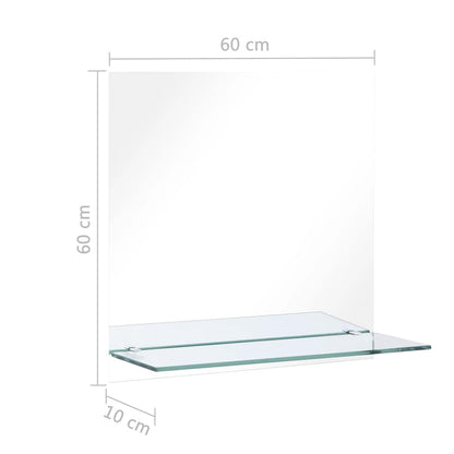 vidaXL Wall Mirror | Transparent | Tempered Glass | 60x60 cm | Decorative Inlays