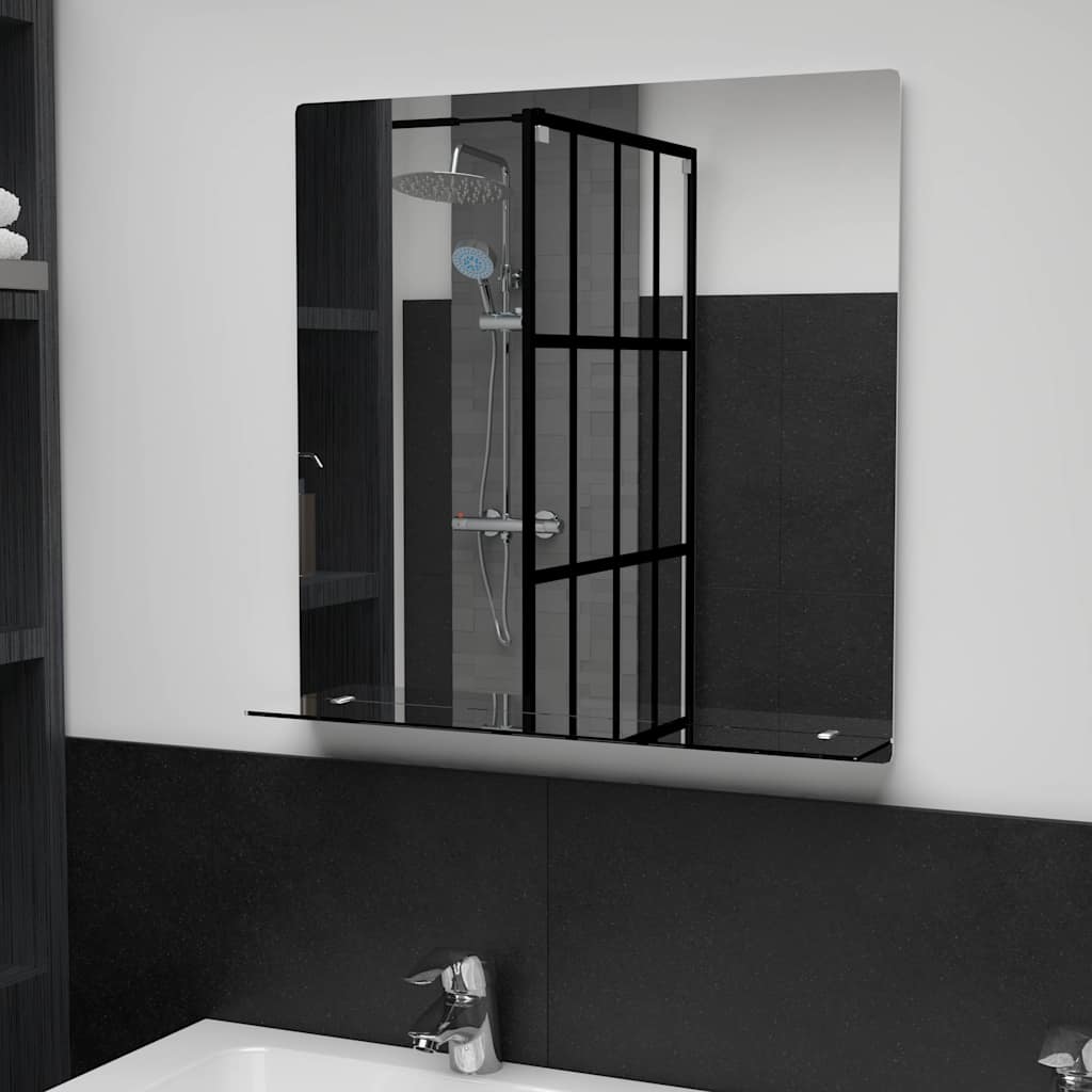 vidaXL Wall Mirror | Transparent | Tempered Glass | 60x60 cm | Decorative Inlays