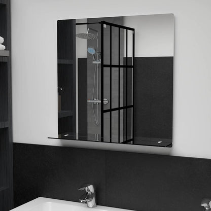 vidaXL Wall Mirror | Transparent | Tempered Glass | 60x60 cm | Decorative Inlays