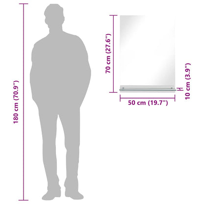 vidaXL Wall Mirror | Clear | Toughened Glass | 50 x 70 cm | Wall Mirror