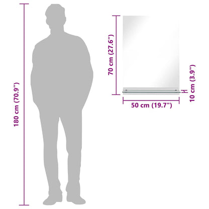 249440 vidaXL Wall Mirror with Shelf 50x70 cm Tempered Glass