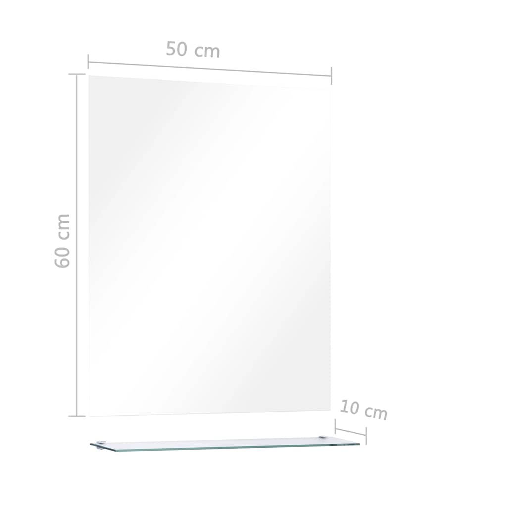 vidaXL Wall Mirror | Transparent | Tempered Glass | 50x60 cm | Decorative Inlays