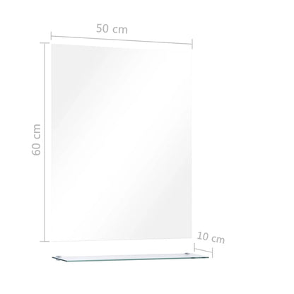 vidaXL Wall Mirror | Transparent | Tempered Glass | 50x60 cm | Decorative Inlays