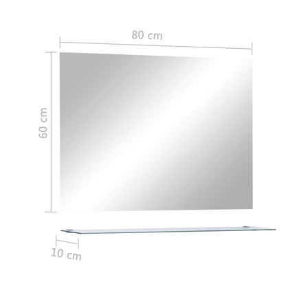 vidaXL Wall Mirror | See-Through | Tempered glass | 80x60 cm | Simple