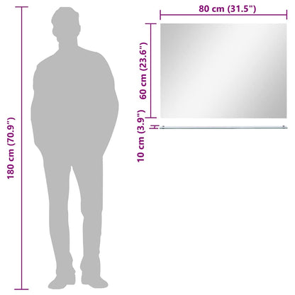 vidaXL Wall Mirror | See-Through | Tempered glass | 80x60 cm | Simple