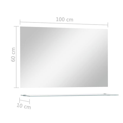 vidaXL Wall Mirror | Transparent | Tempered Glass | 100x60 cm