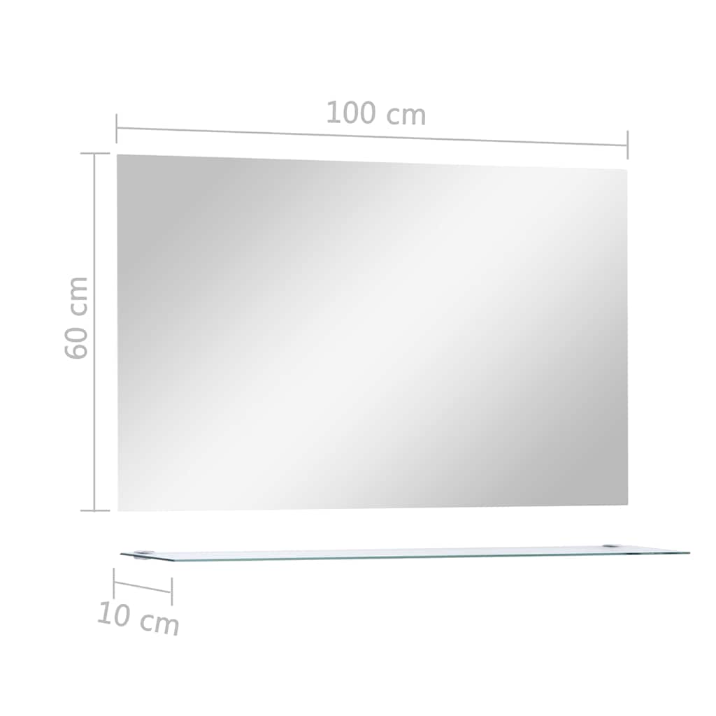 249443 vidaXL Wall Mirror with Shelf 100x60 cm Tempered Glass