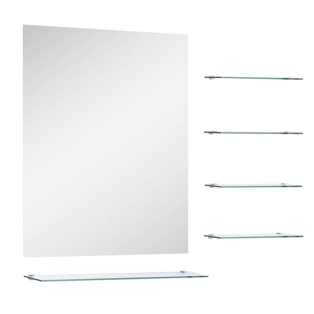 249444 vidaXL Wall Mirror with 5 Shelves Silver 50x60 cm