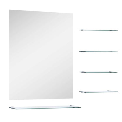 249444 vidaXL Wall Mirror with 5 Shelves Silver 50x60 cm
