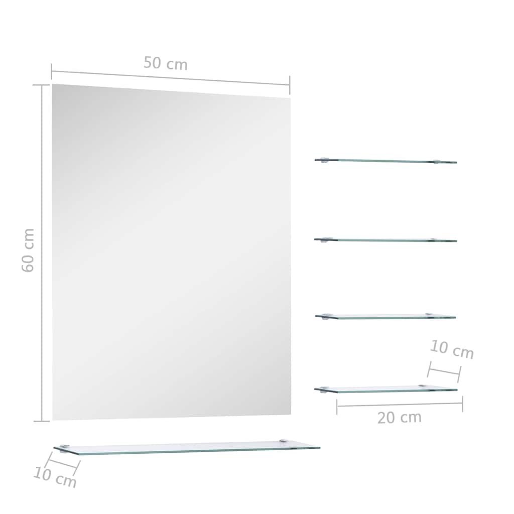 vidaXL Wall Mirror with 5 Shelves Silver 50x60 cm