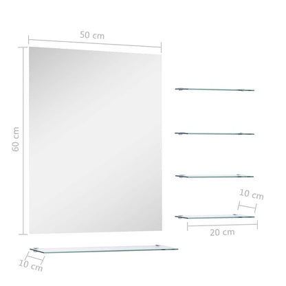 vidaXL Wall Mirror with 5 Shelves Silver 50x60 cm