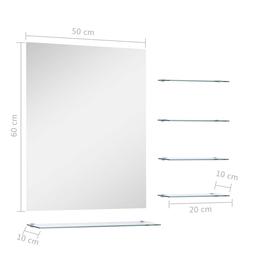 249444 vidaXL Wall Mirror with 5 Shelves Silver 50x60 cm