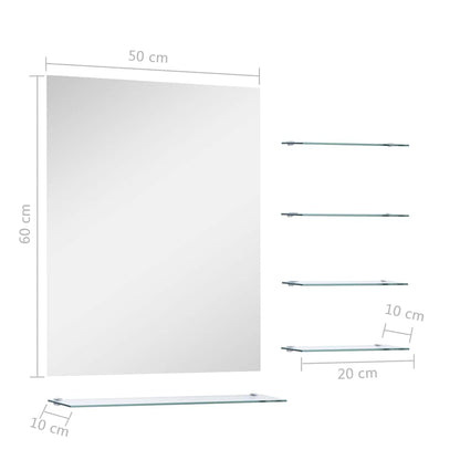 249444 vidaXL Wall Mirror with 5 Shelves Silver 50x60 cm