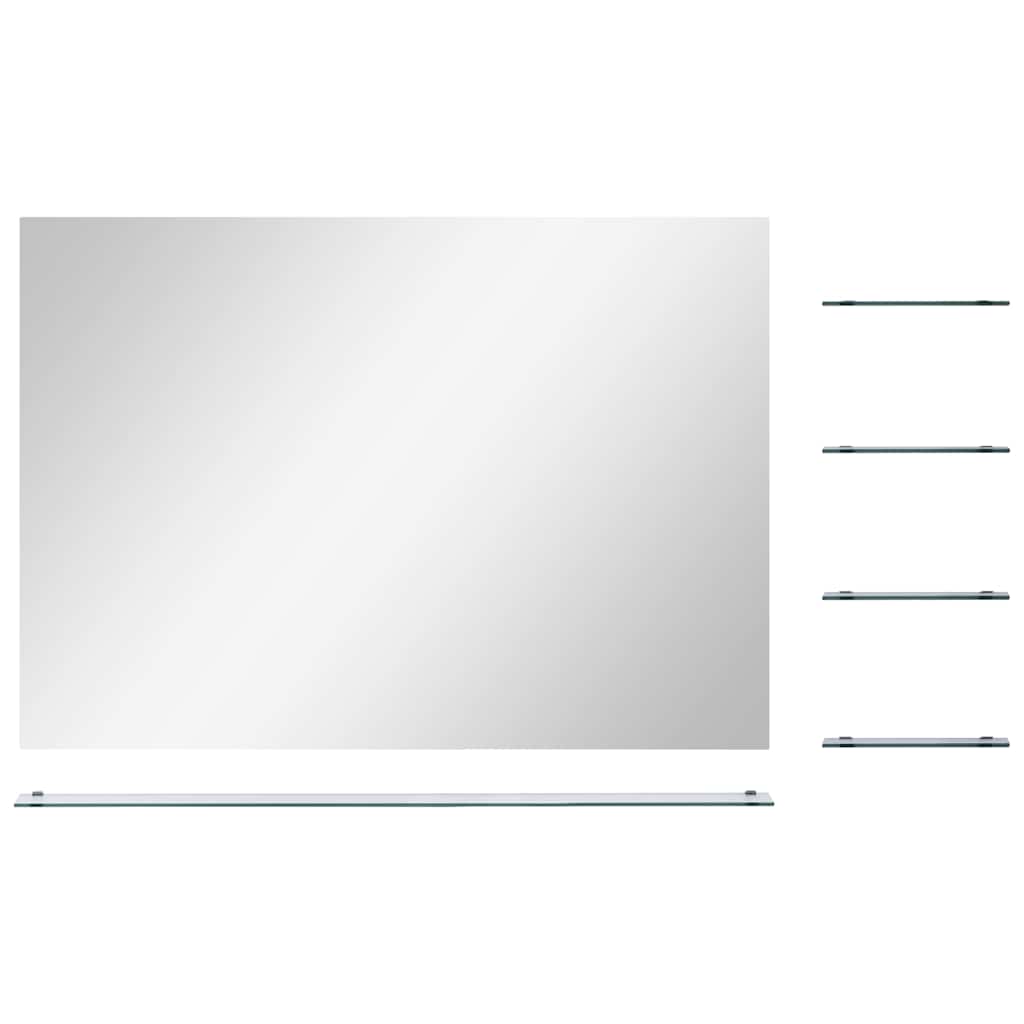249445 vidaXL Wall Mirror with 5 Shelves Silver 80x60 cm